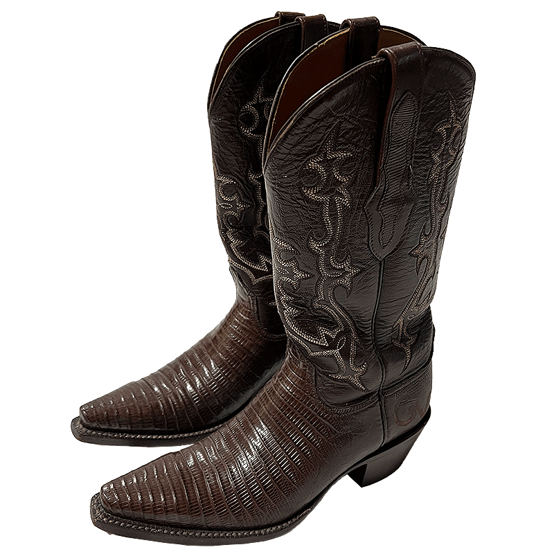 Teju Pattern Leather Boots Handmade in USA