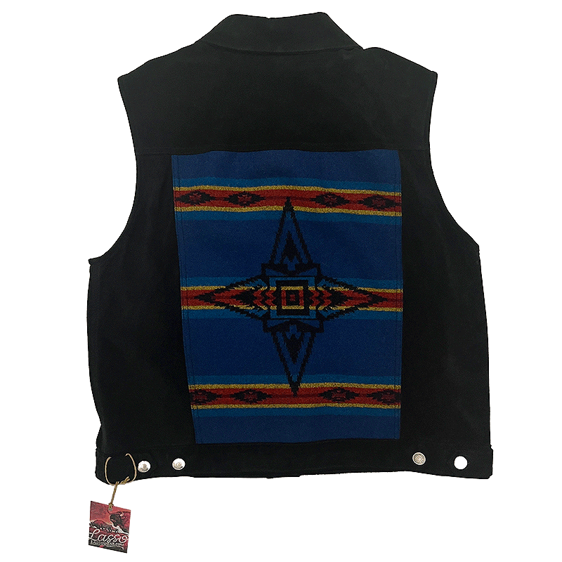 Late 90s Women’s Suede Trucker Vest w/ Back Blanket
