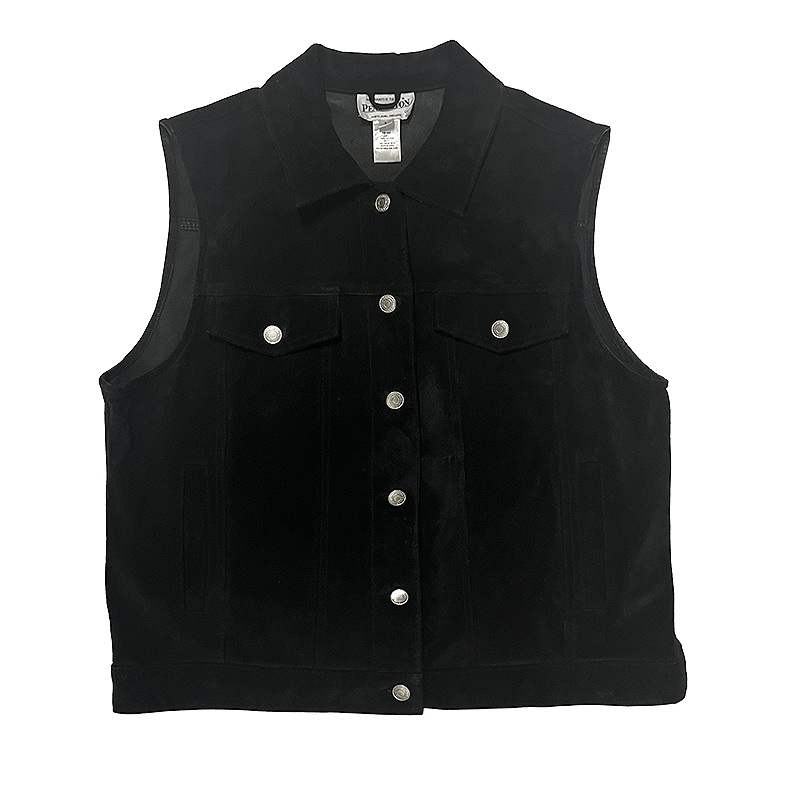 Late 90s Women’s Suede Trucker Vest w/ Back Blanket