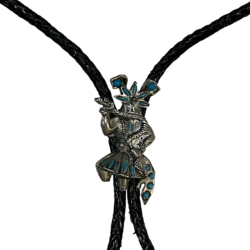Handmade Silver Bolo Tie w/ Mexican Kachina Dancer