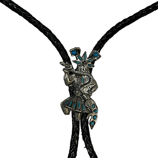 Handmade Silver Bolo Tie w/ Mexican Kachina Dancer