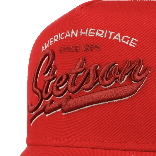 Red cap with 'American Heritage Since 1895 Stetson' text