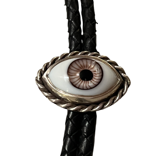 Handmade Silver Bolotie With Handpainted Eye