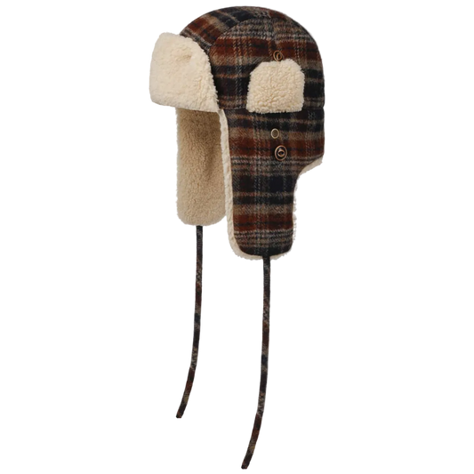 Stetson Checked Wool Aviator Cap