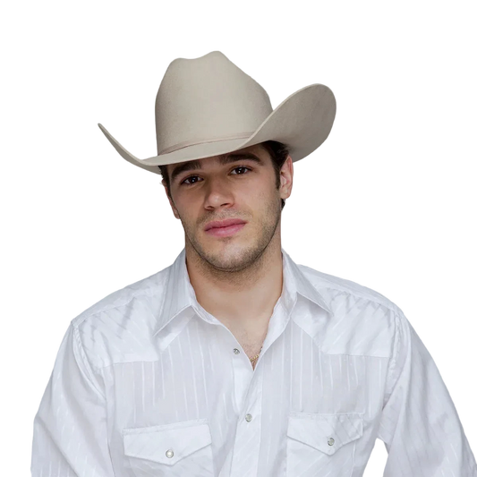 Man wearing a cowboy hat and a western shirt