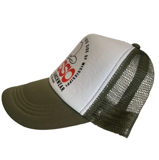Lasso Olive Trucker Cap with foam front and mesh back