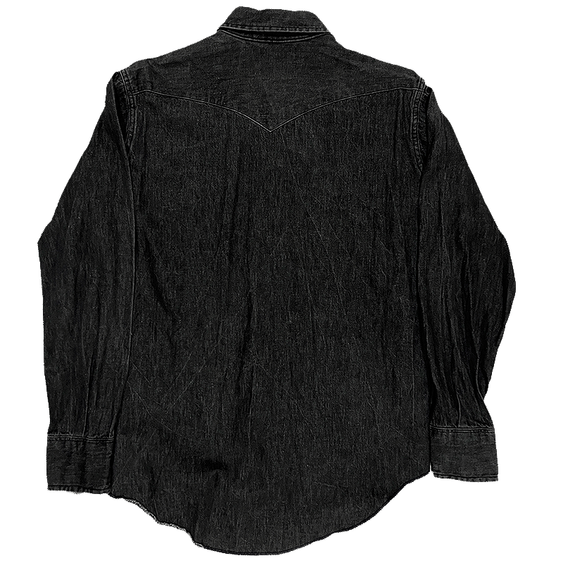 1990s Black Denim Western Shirt
