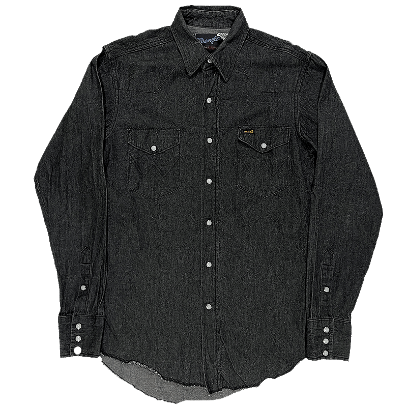 1990s US-Made Black Denim Western Shirt