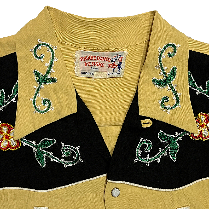 1950s Gabardine Western Shirt With Chainstitching