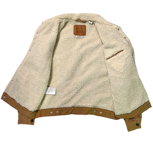 Levi's work jacket spread open, revealing the sherpa lining.