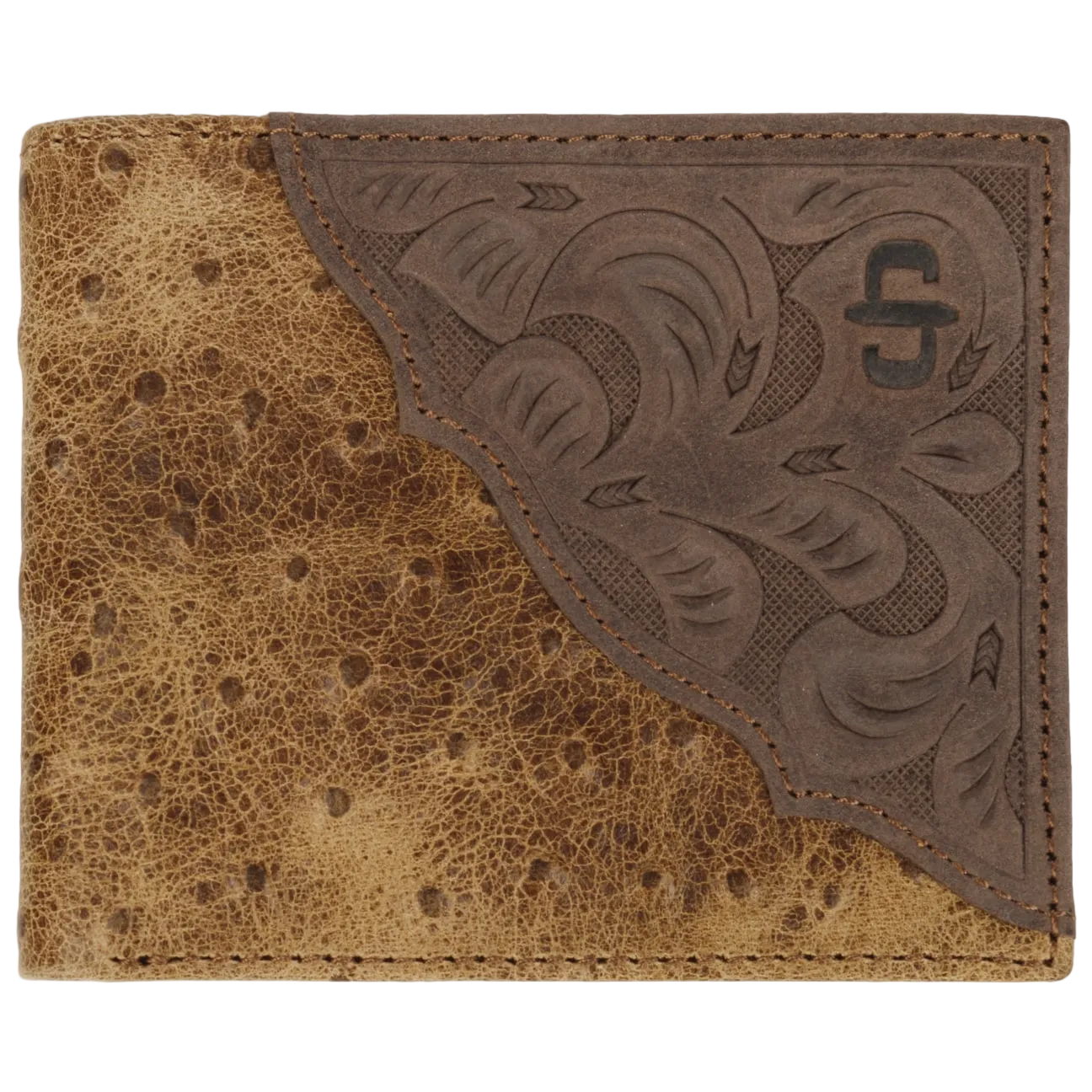 Stetson Ostrich Embossed Leather Bi-Fold-Wallet