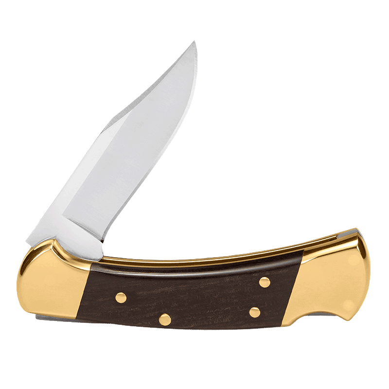 Folding knife with wooden handle