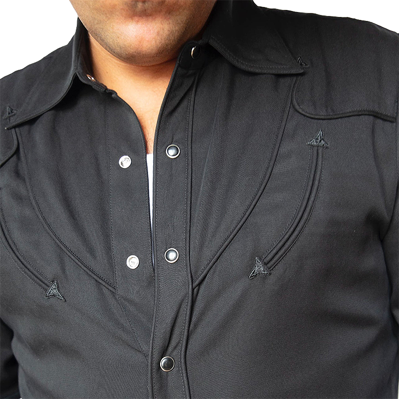 Reno Western Shirt, Black On Black