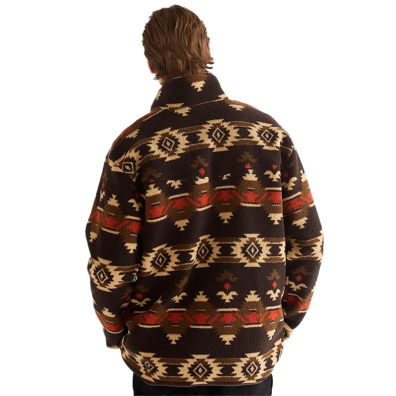 Sherpa Fleece Jacket, Aztec Chocolate Torte