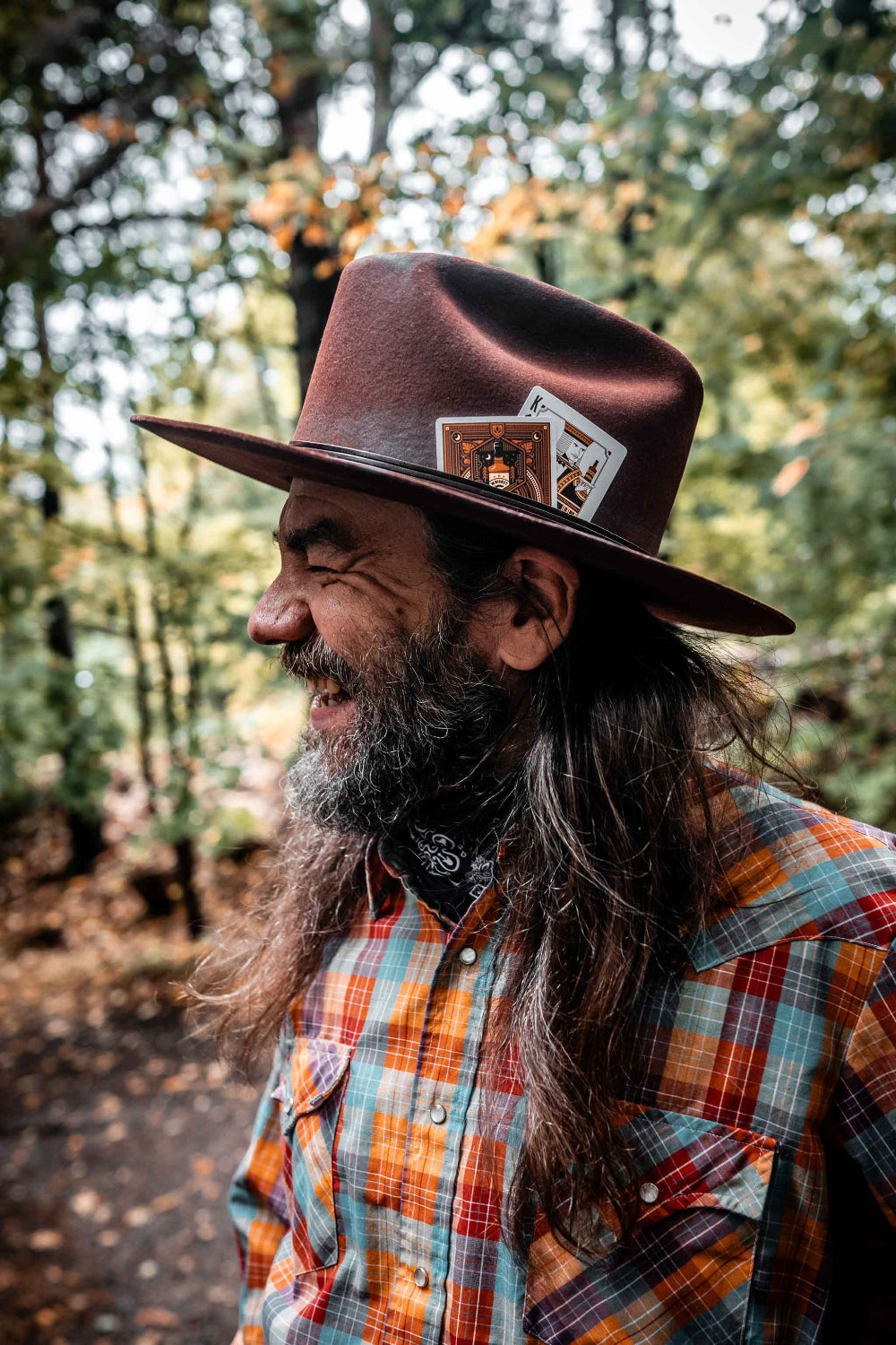 A man wearing a western cowboy hat