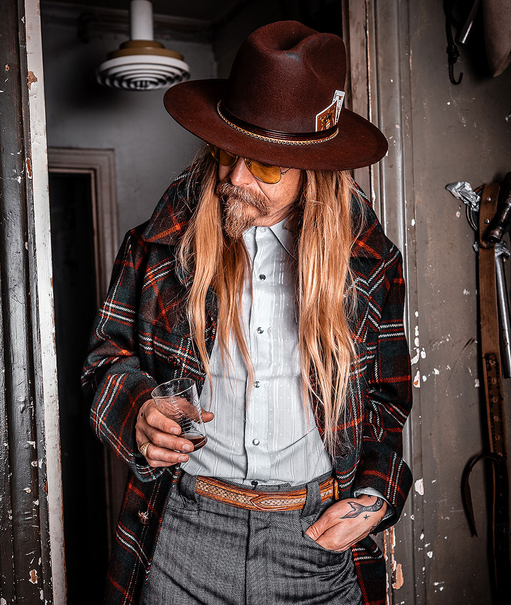 Man wearing a vintage Pendleton coat