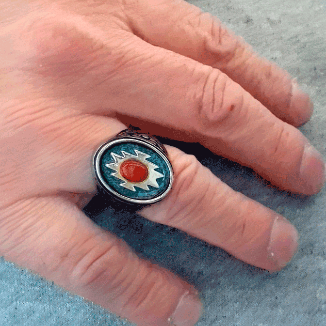 Signet Ring With Turquoise Sand & Apple Corral NEW!!