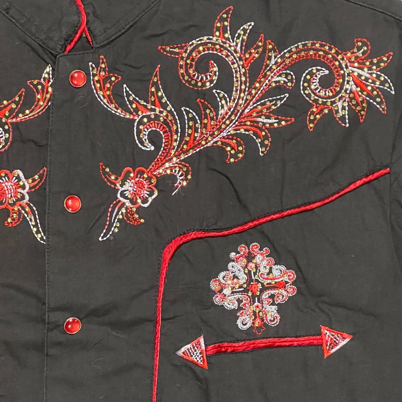 Embroidered Western Shirt With Pearls