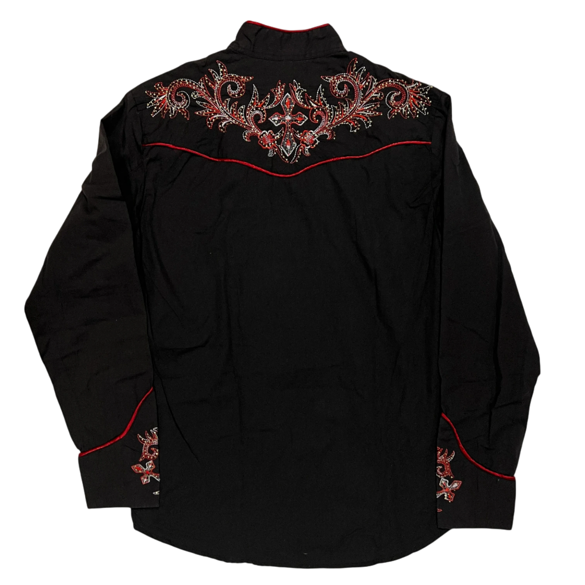 Embroidered Western Shirt With Pearls