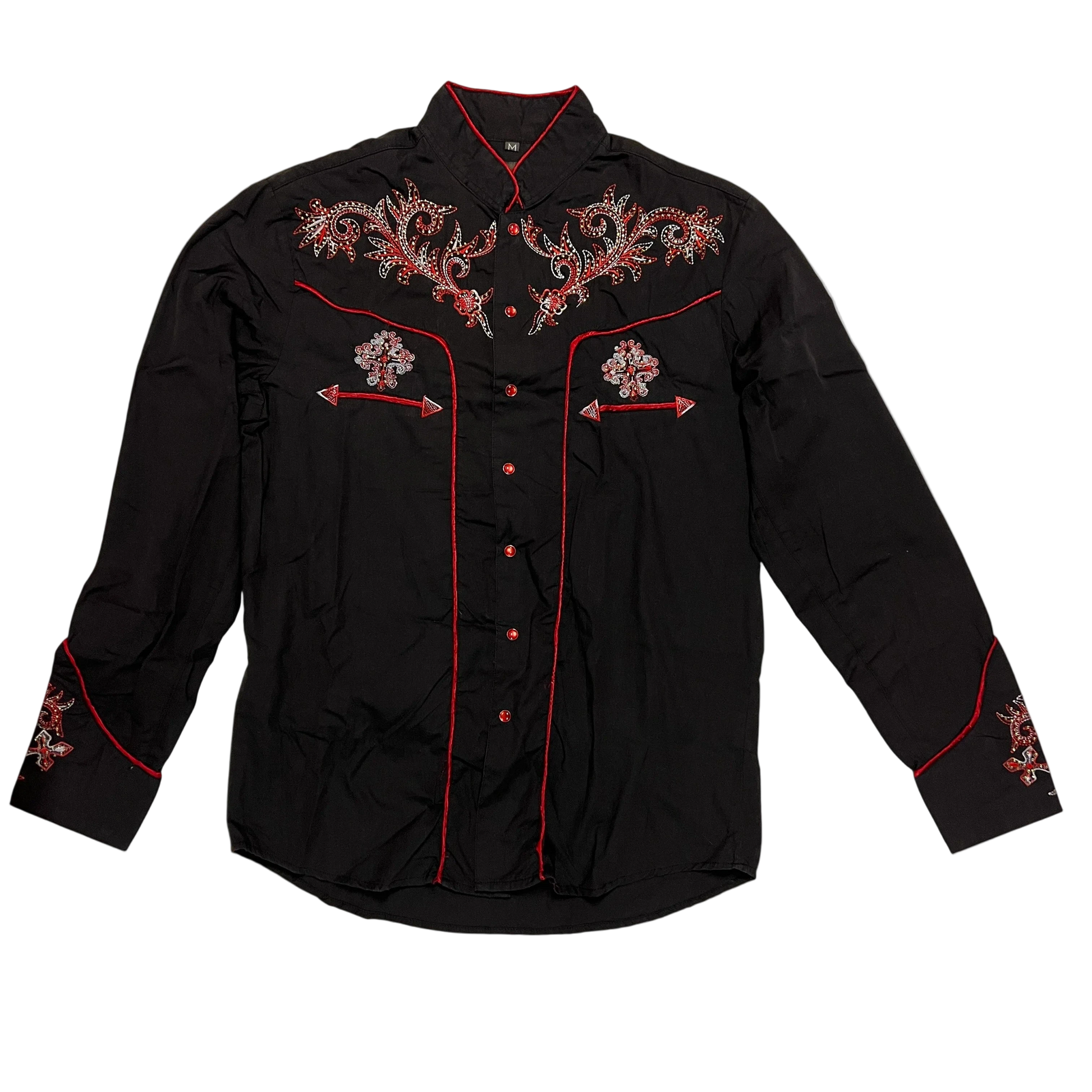 Embroidered Western Shirt With Pearls