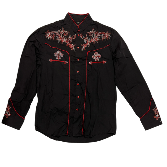 Embroidered Western Shirt With Pearls