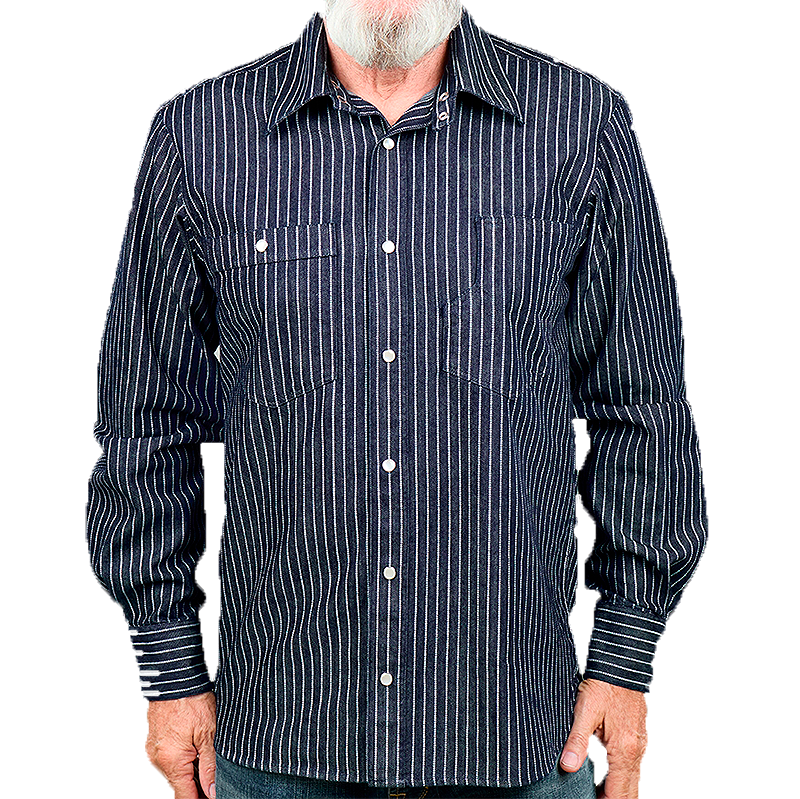 1937 Roamer Shirt, Blue Wabash Denim
