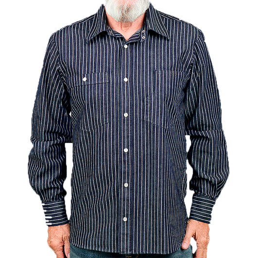 1937 Roamer Shirt, Blue Wabash Denim
