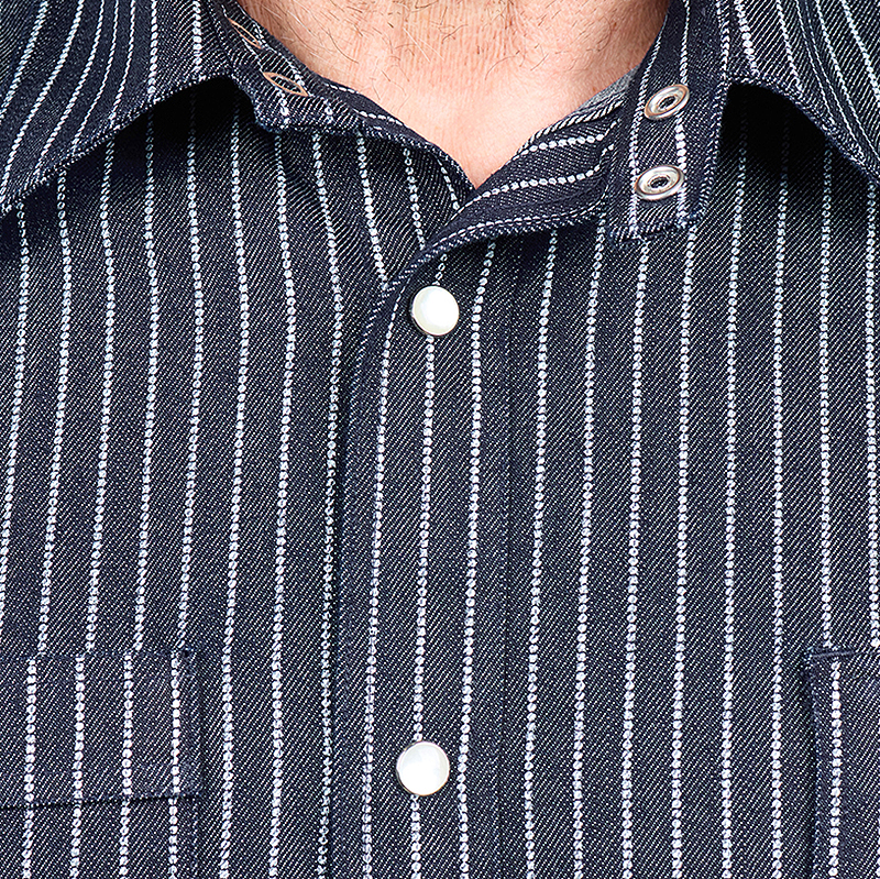 1937 Roamer Shirt, Blue Wabash Denim