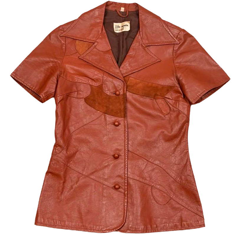 1970s Women's Short Sleeve Leather Jacket