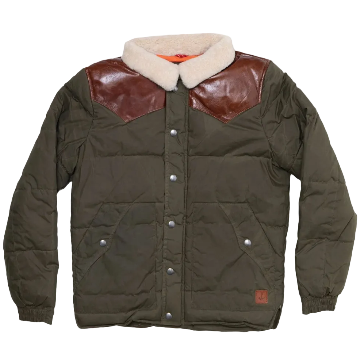 Iron And Resin Basin Jacket in olive. 