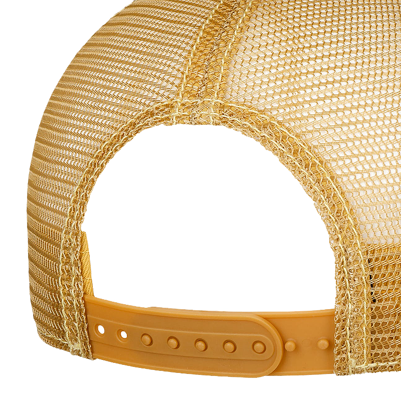 Close-up of a yellow mesh cap