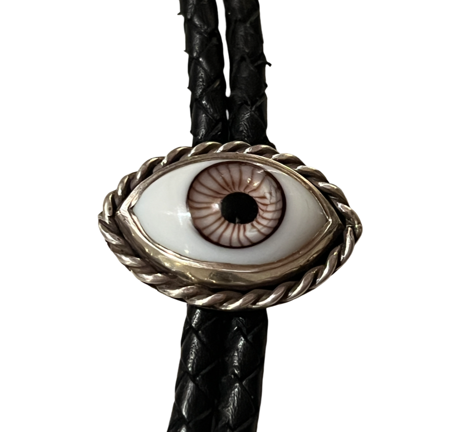Handmade Silver Bolotie With Handpainted Eye