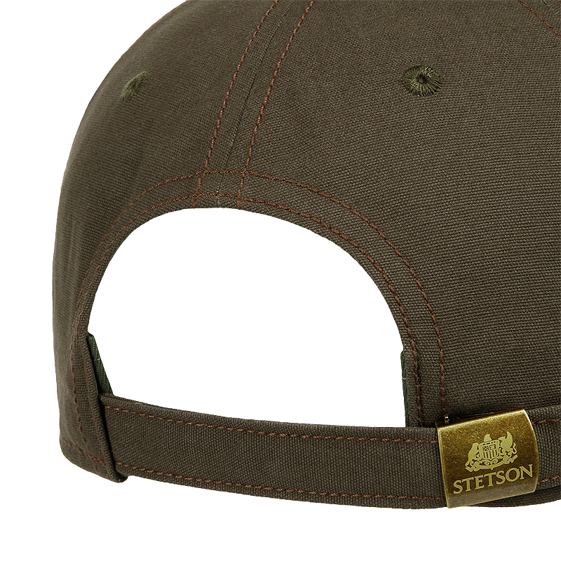 Brown cap back strap with Stetson logo
