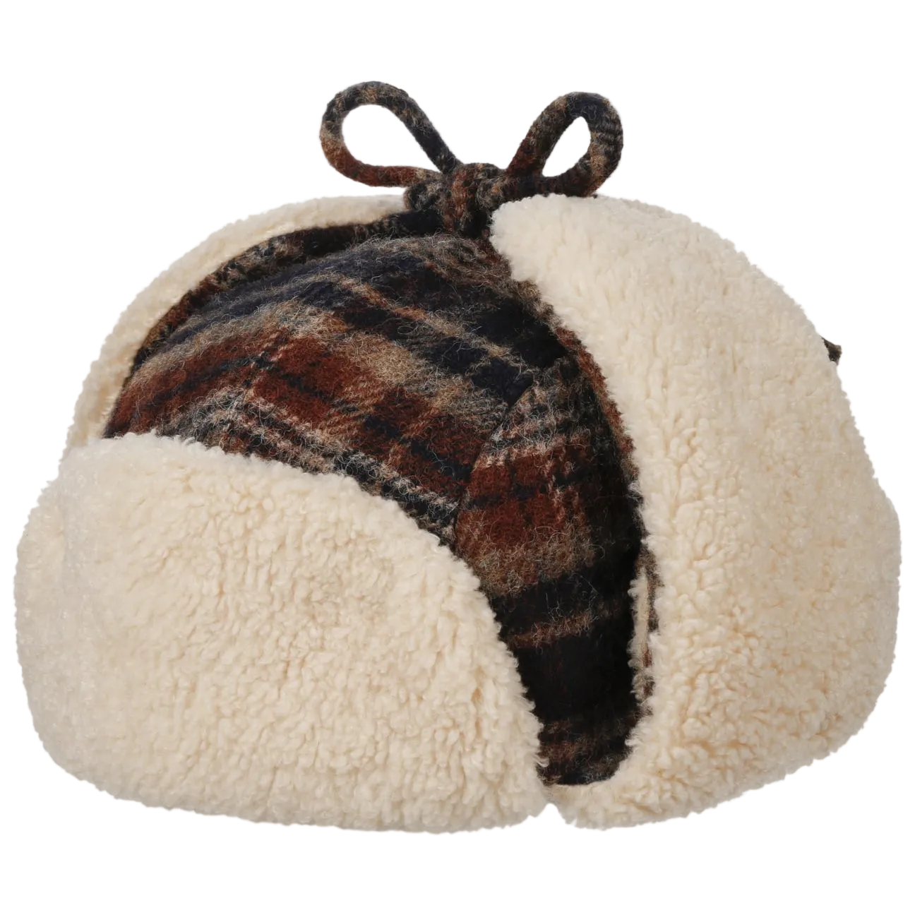 Stetson Checked Wool Aviator Cap with the flaps up