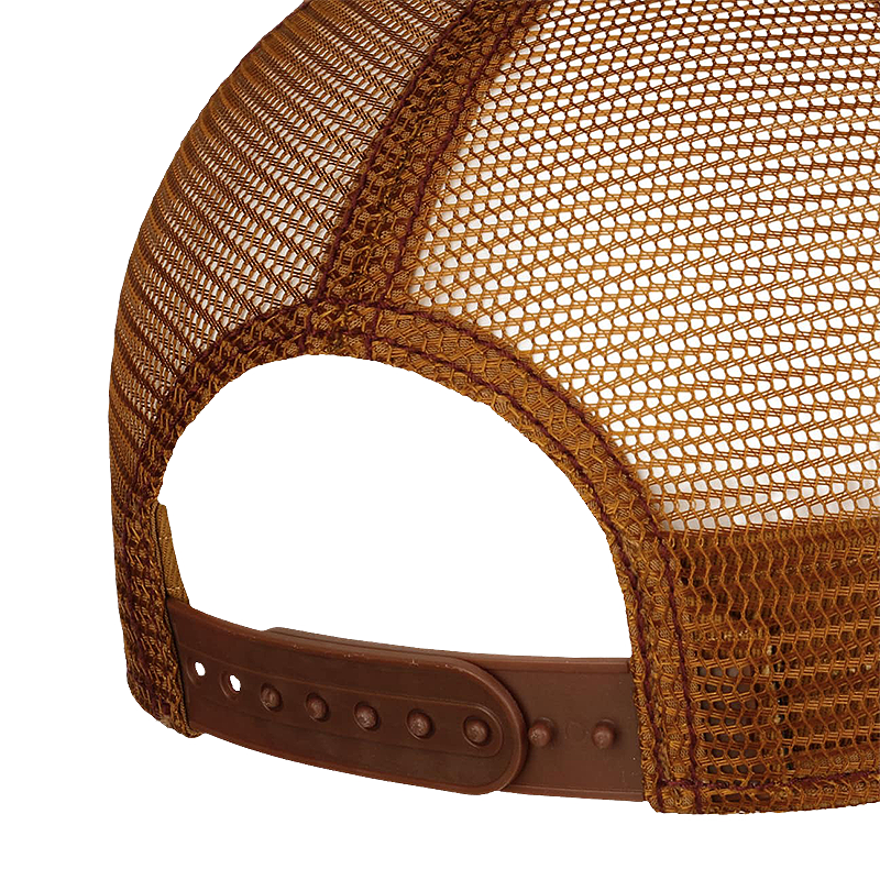 Brown mesh cap with a brown strap