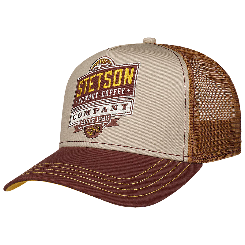 Stetson cap with brown and beige mesh design
