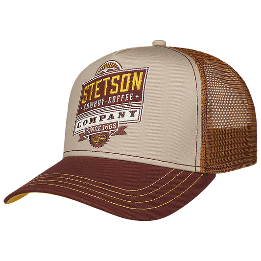Stetson cap with brown and beige mesh design