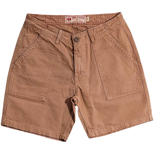 Iron & Resin Herringbone Short in Khaki