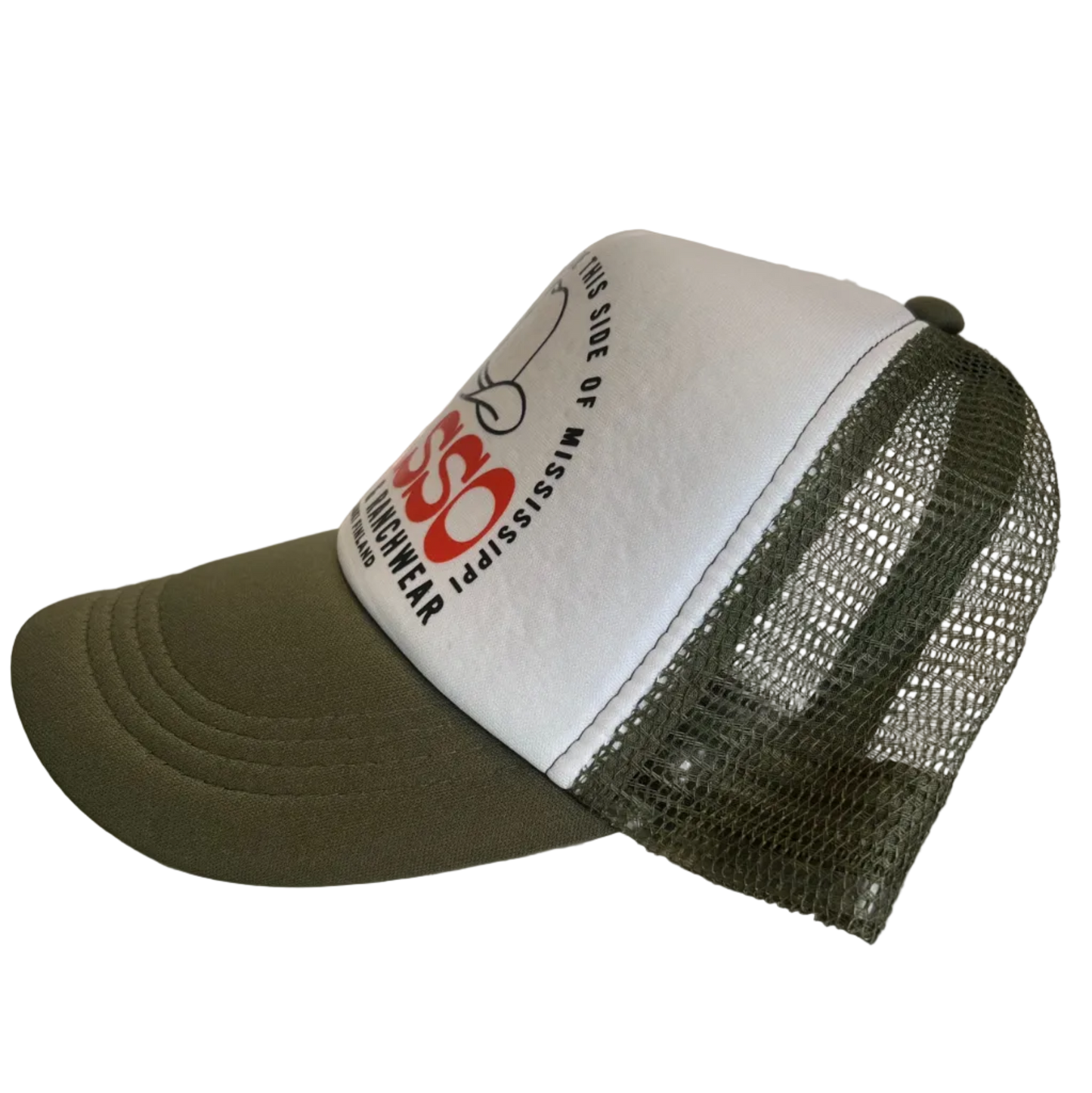 Lasso Olive Trucker Cap with foam front and mesh back