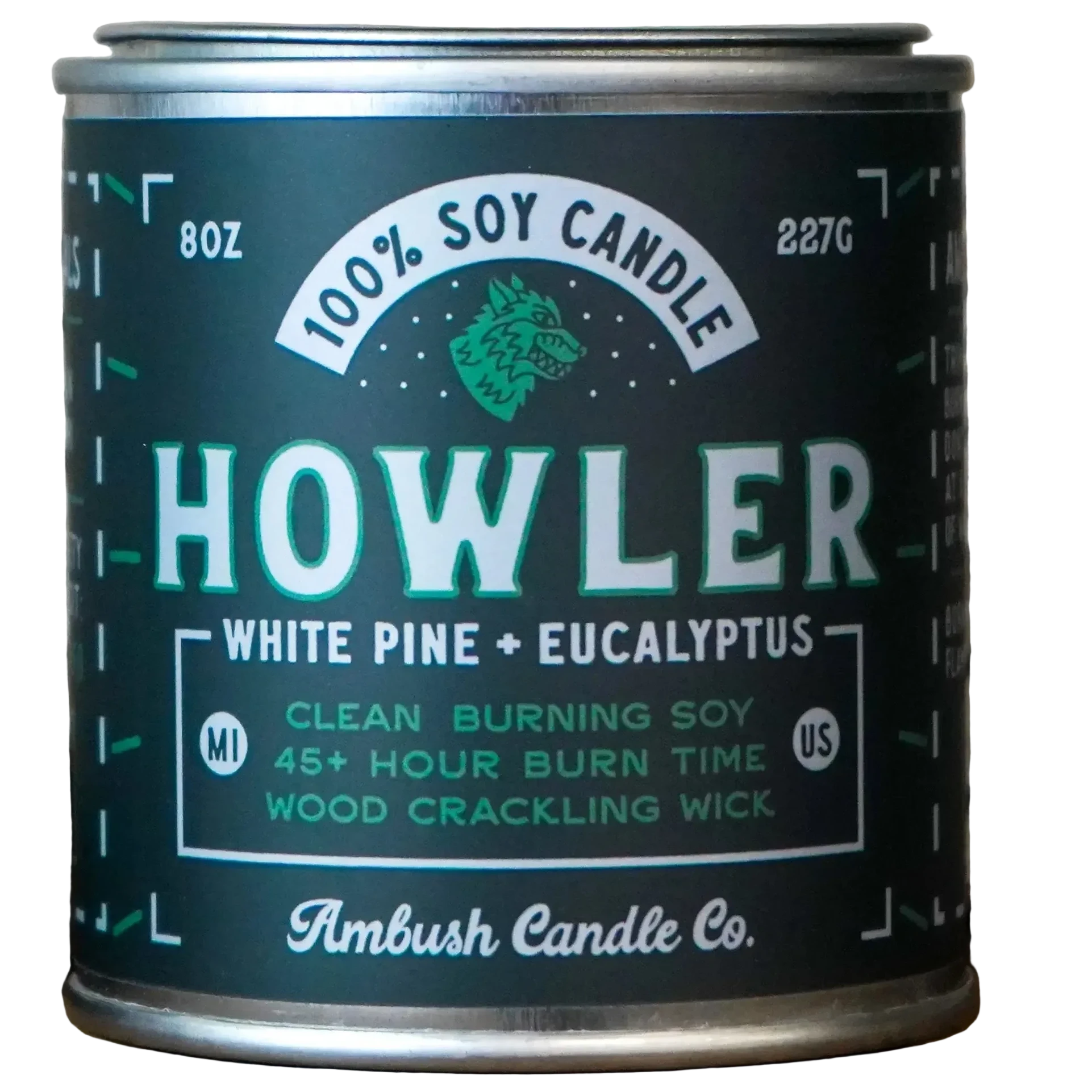 Ambush Candle Howler, White Pine & Eucalyptus scent