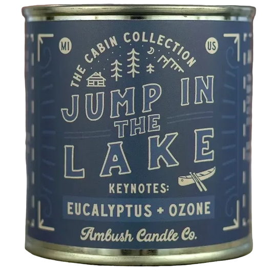 Ambush Candle Co. Scented soy candle Jump in the lake. 