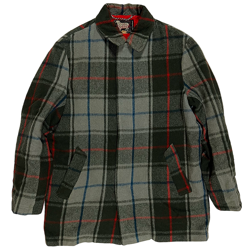 Plaid 1950s wool jacket with a collar.
