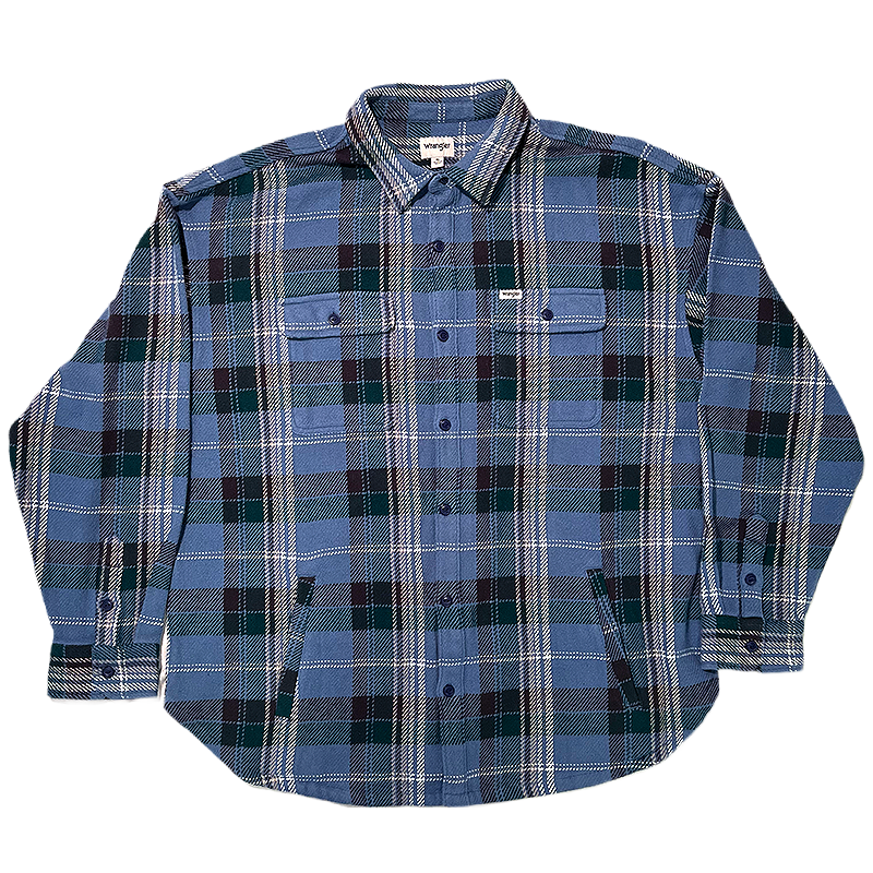 Wrangler Heavy Flannel Shirtjacket in light blue plaid