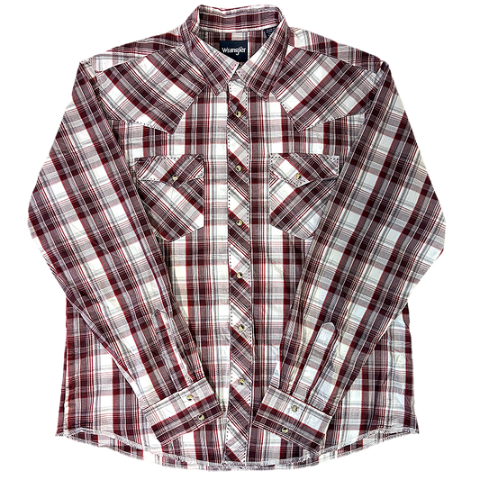 Plaid Wrangler Western shirt with red and white pattern