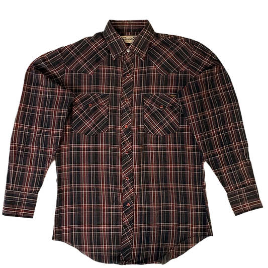 Plaid Roebucks western shirt with a brown and black pattern