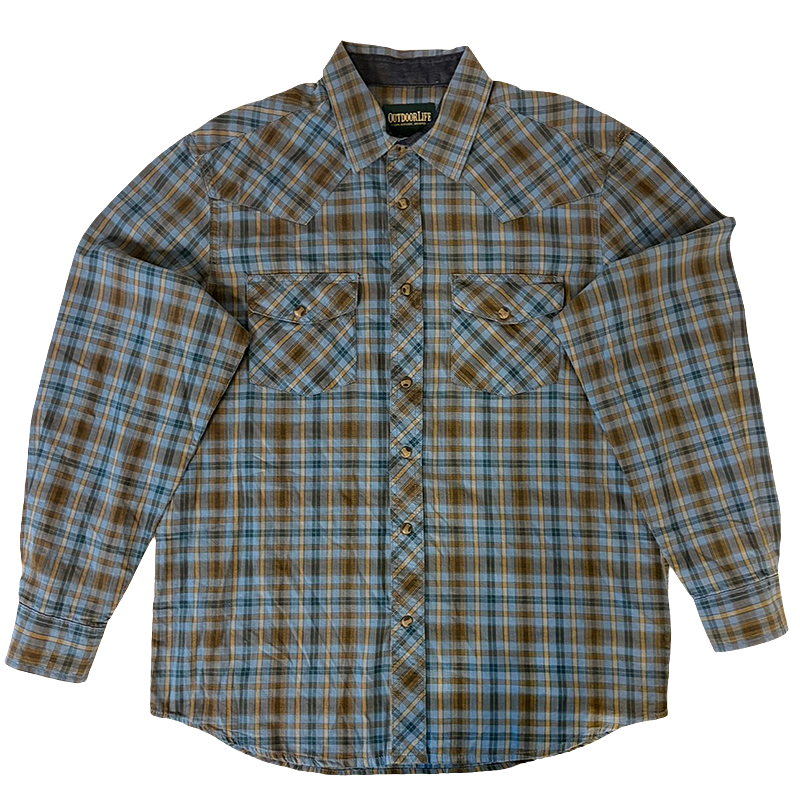 Plaid western flannel shirt with long sleeves