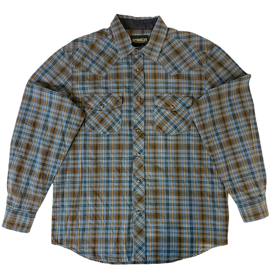 Plaid western flannel shirt with long sleeves