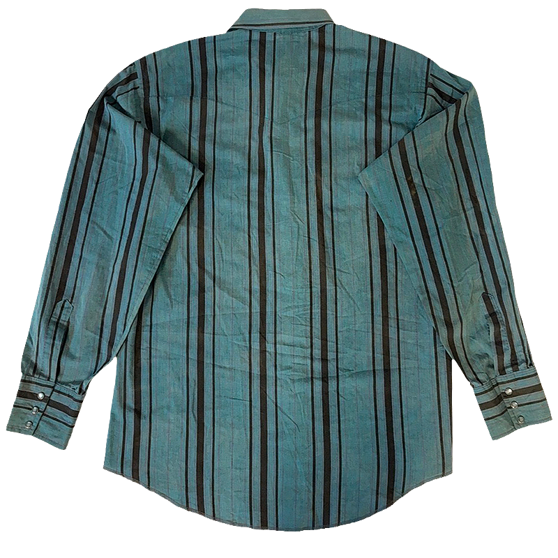Teal and black striped Wrangler Western shirt from the 1990s