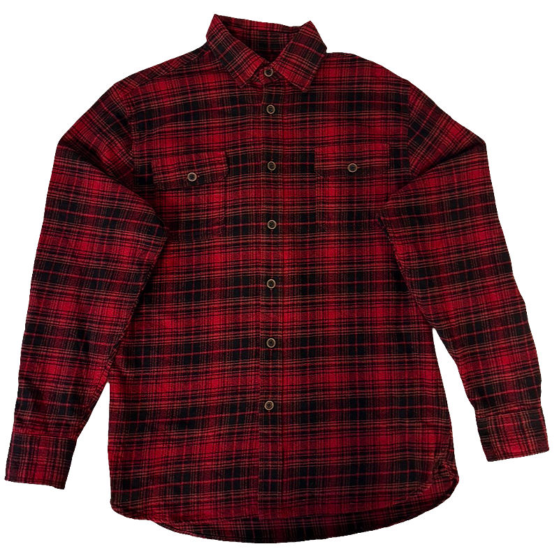 Red and black plaid flannel shirt