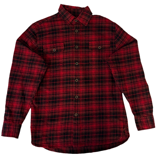 Red and black plaid flannel shirt